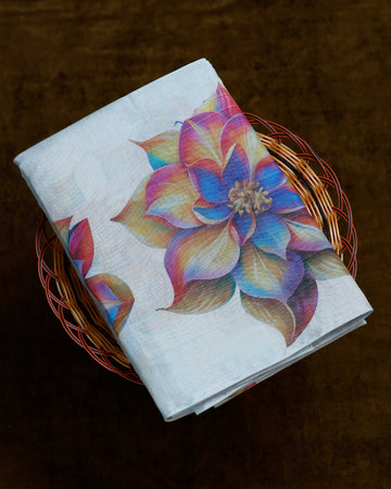 Ethnic Floral Printed Tissue Saree - Grey