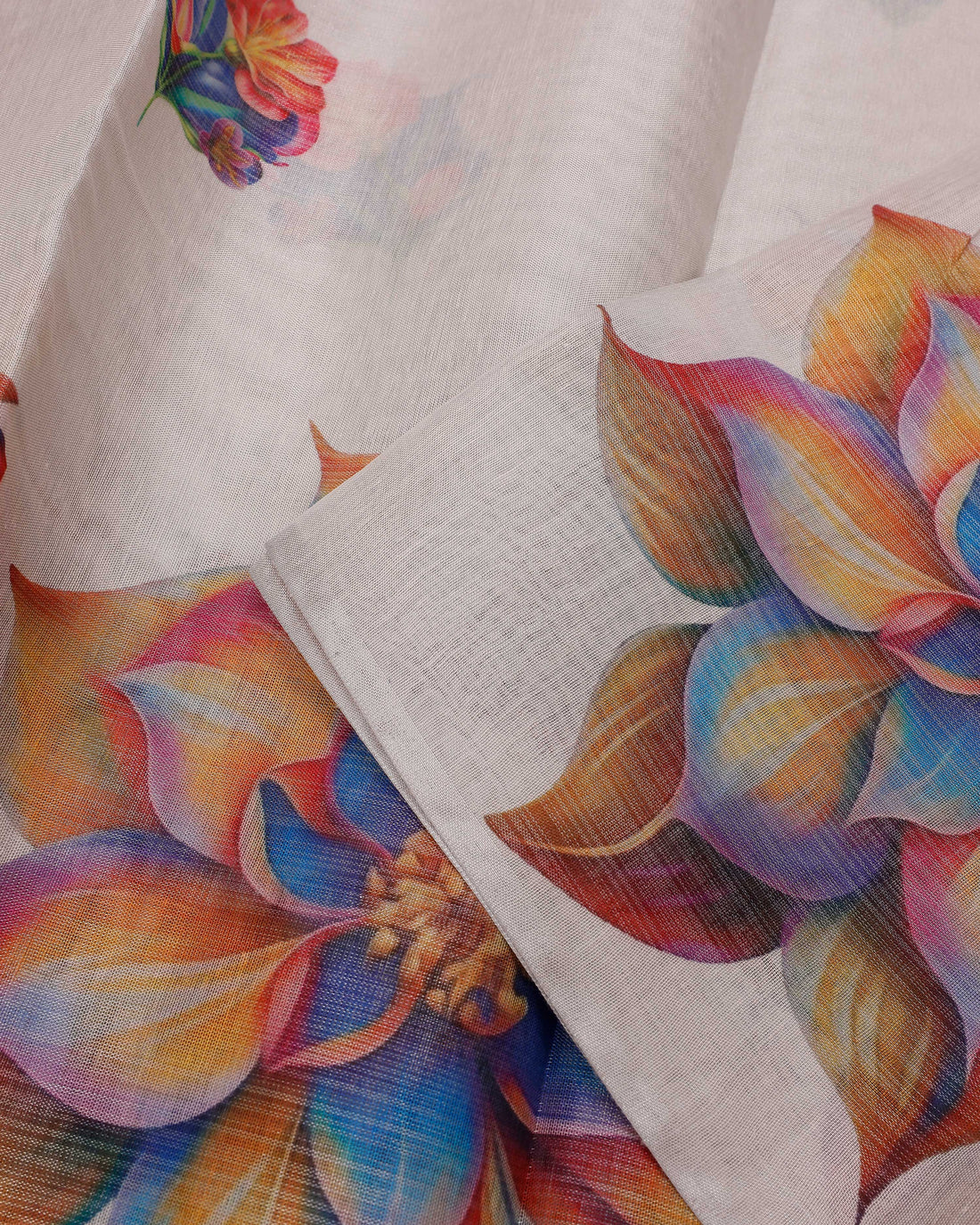 Ethnic Floral Printed Tissue Saree - Grey