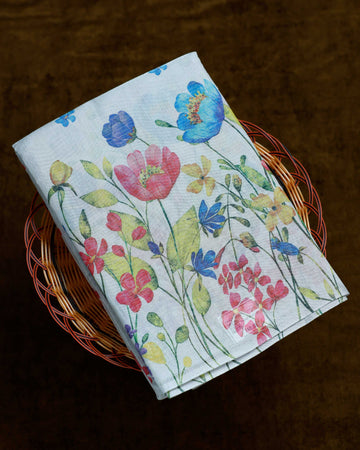 Ethnic Floral Printed Tissue Saree - Grey