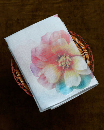 Ethnic Floral Printed Tissue Saree - Grey