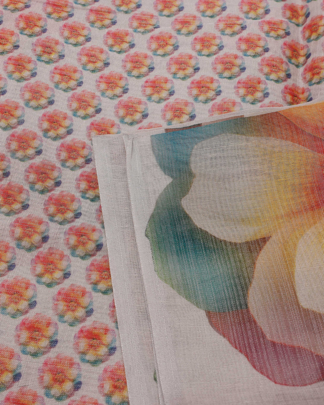 Ethnic Floral Printed Tissue Saree - Grey