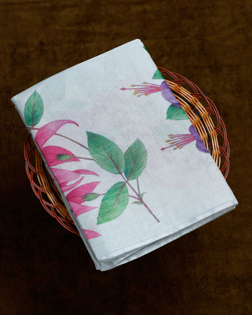 Ethnic Floral Printed Tissue Saree - Grey