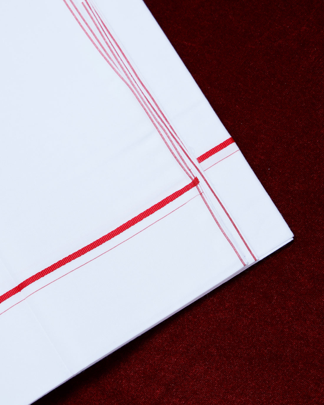 Men's Alaya Cotton Dhoti with Elegant Red Zari Border - White