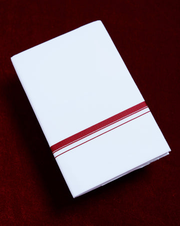 Alaya White Cotton Dhoti with Red Border