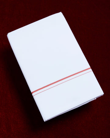 Men's Alaya Cotton Dhoti with Elegant Salmon Zari Border - White