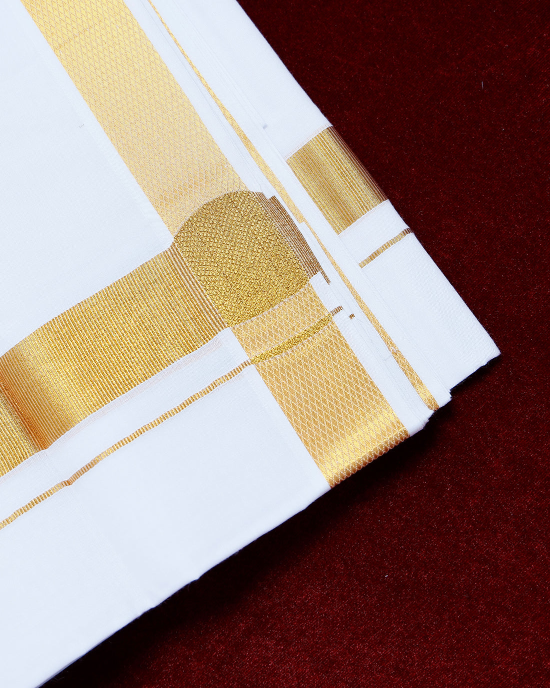 Men's Alaya Cotton Dhoti with Elegant Gold Zari Border - White