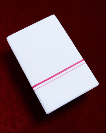 Alaya White Cotton Dhoti with Pink Border