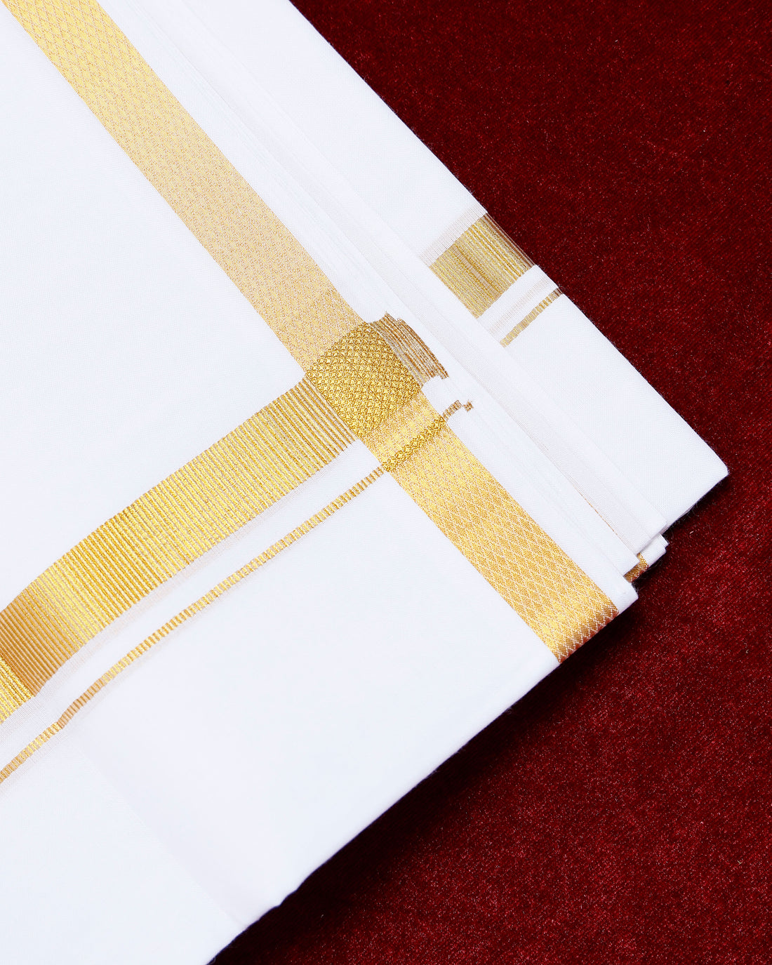 Men's Ramraj Cotton Dhoti with Elegant Gold Zari Border - White