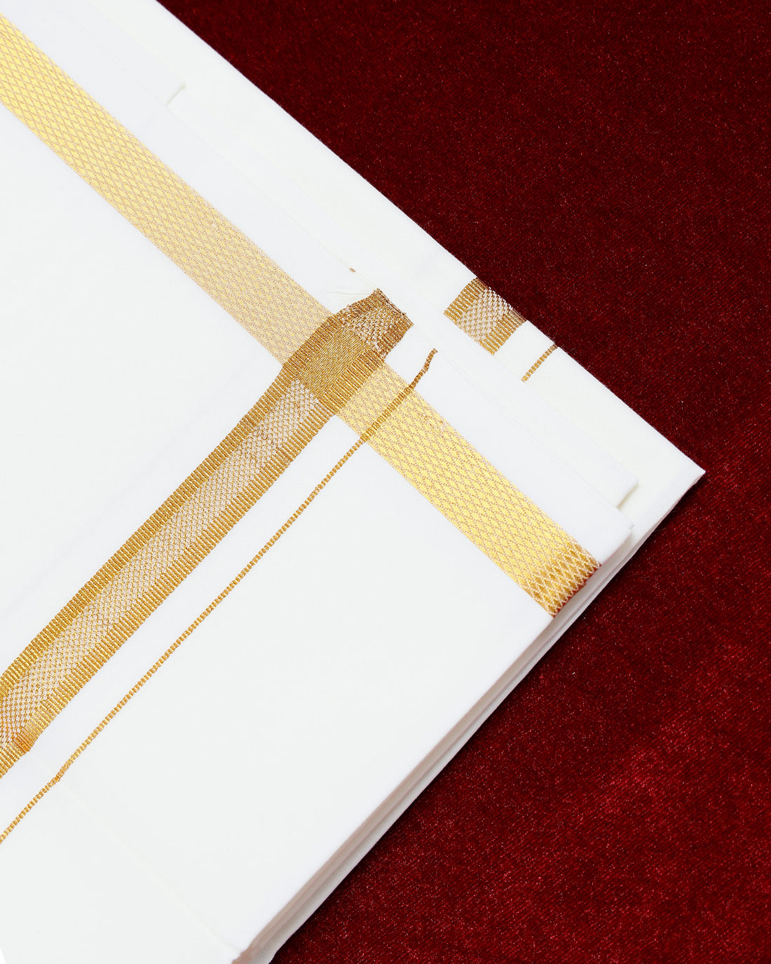 Men's Ramraj Cotton Dhoti with Elegant Gold Zari Border - Half White