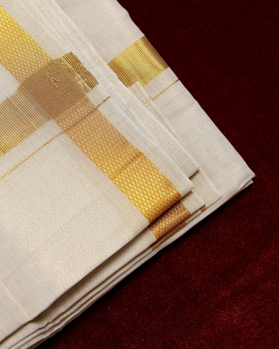 Men's Ramraj Cotton Dhoti with Elegant Gold Zari Border - Gold