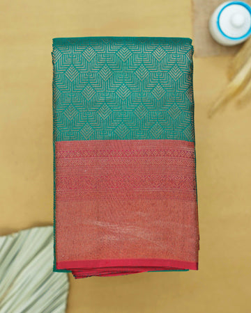 Niranjana Silk Saree with Intricate Zari Weave and Contrast Border -Green