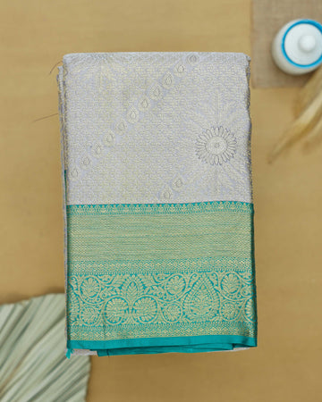 Niranjana Silk Saree with Intricate Zari Weave and Traditional Border - Grey