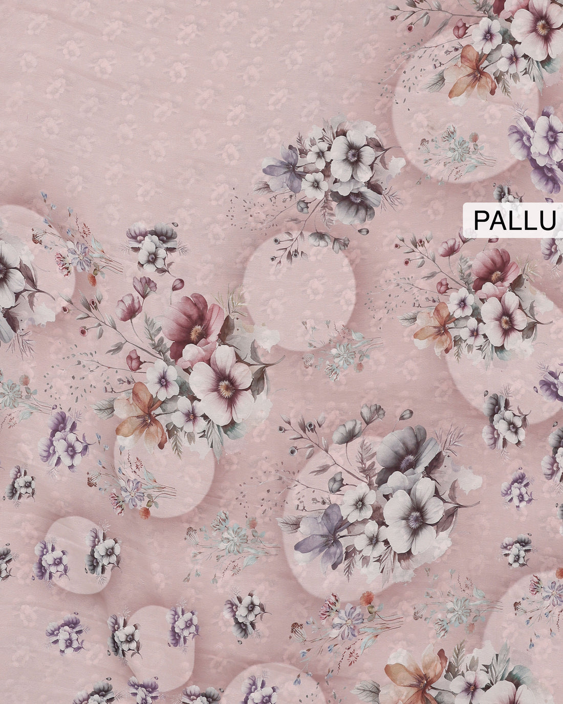 Ethnic Floral Printed Georgette Saree - Brown