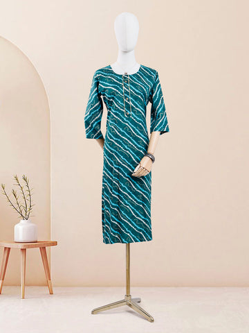 Designer Green Color Stripes Design Women's Kurti