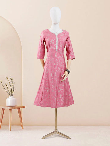 Designer Pink Color Printed Women's Kurti