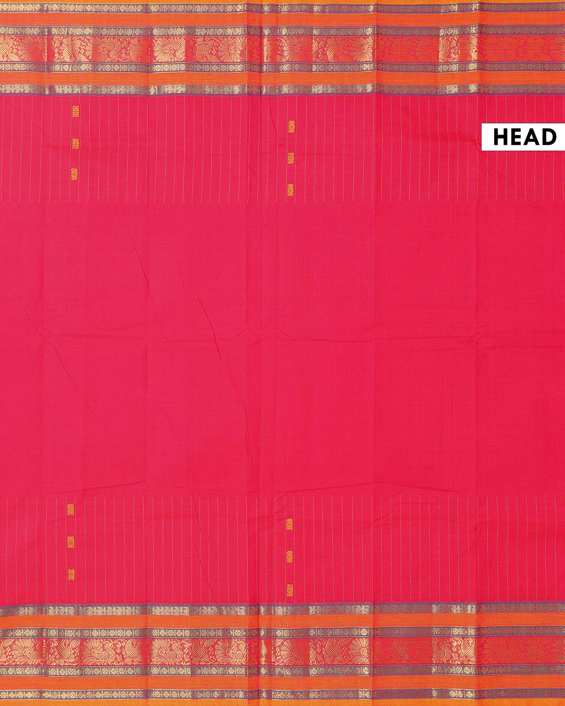 Traditional Chettinad Cotton Saree with Contrast Border and Grid Pattern - Pink