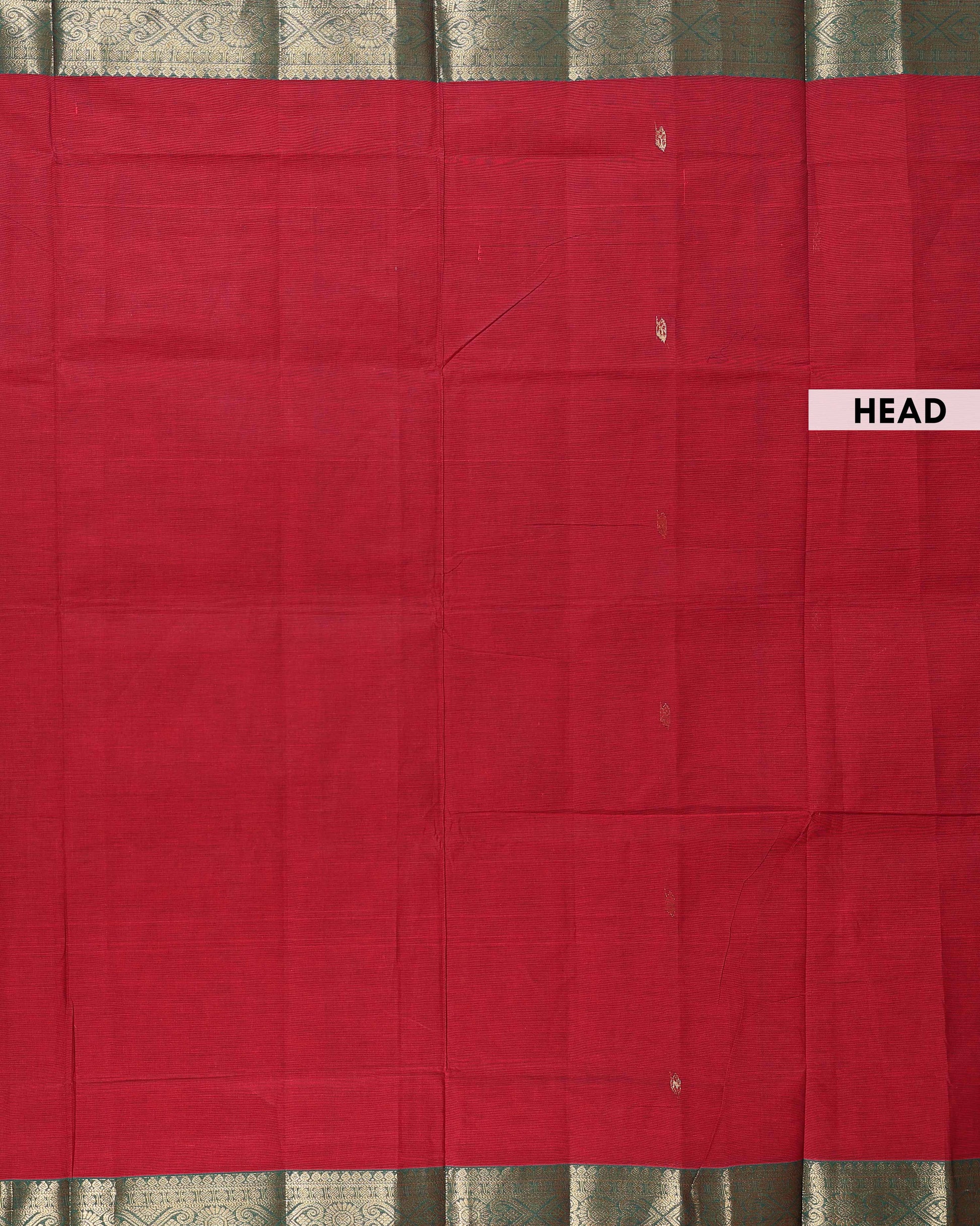 Traditional Chettinad Cotton Saree with  Contrast Zari Woven Border and Classic Solid Body - Maroon