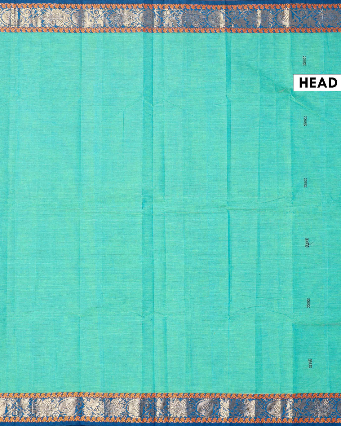 Traditional Chettinad Cotton Saree with Contrast Zari Woven Border and Fine Handloom Weave - Blue