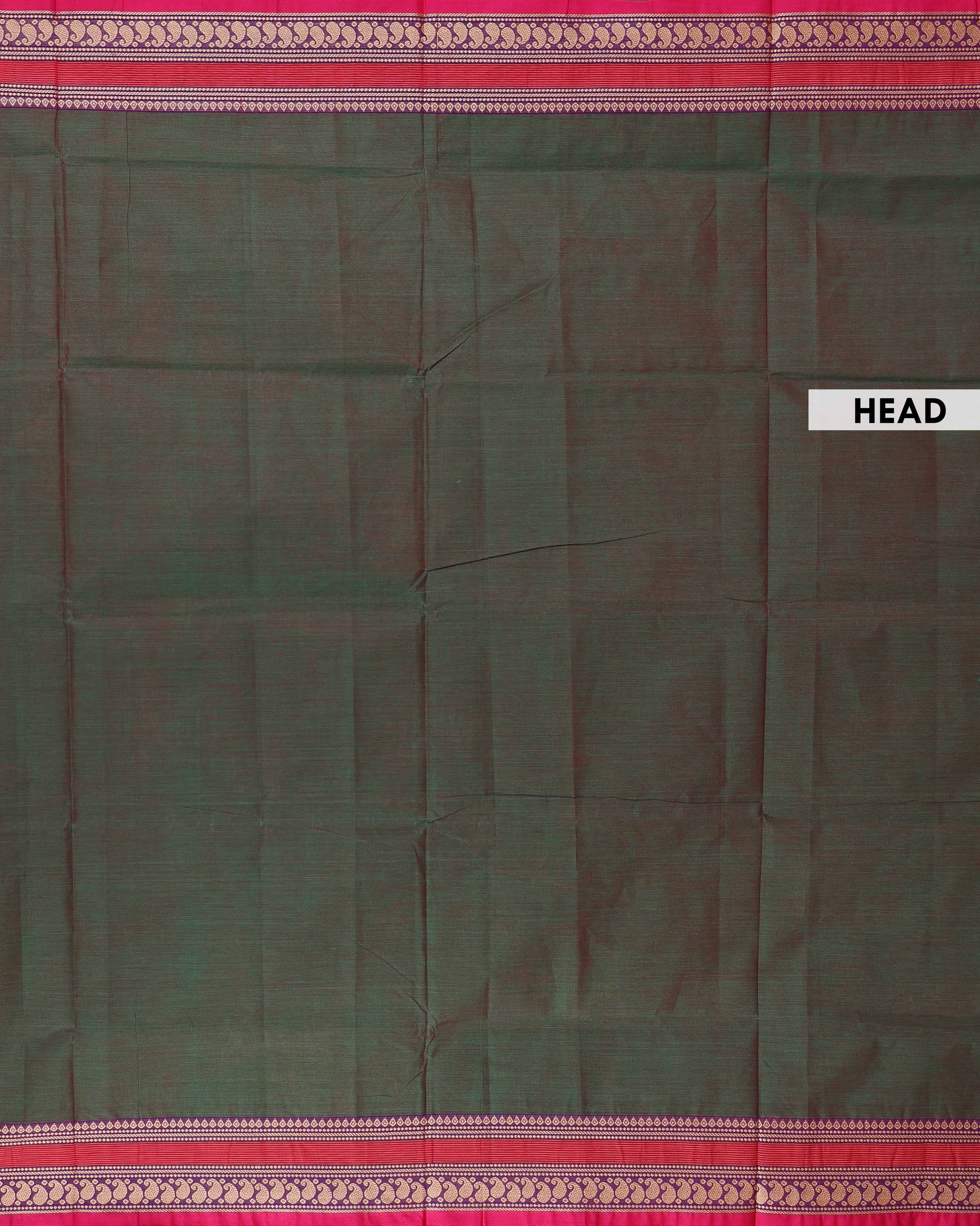 Traditional Chettinad Cotton Saree with Rich Contrast Zari Woven Border and Classic Body Weave - Green