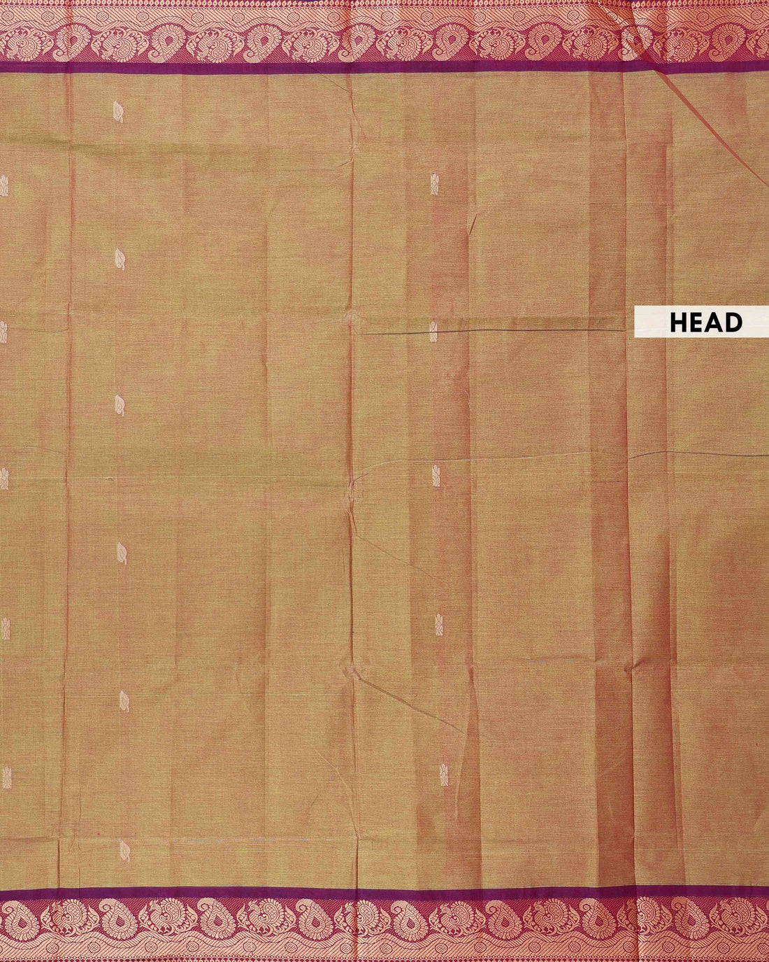 Traditional Chettinad Cotton Saree with Rich Paisley Zari Woven Border and Subtle Handloom Weave - Olive Green