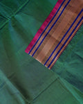 Traditional Chettinad Cotton Saree with Rich Zari Woven Temple Border and Classic Handloom Body - Green