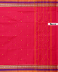 Traditional Chettinad Cotton Saree with Small Butta Motifs and Contrast Zari Woven Border - Red