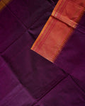 Traditional Chettinad Cotton Saree with Temple Zari Border and Solid Handloom Body Weave - Purple