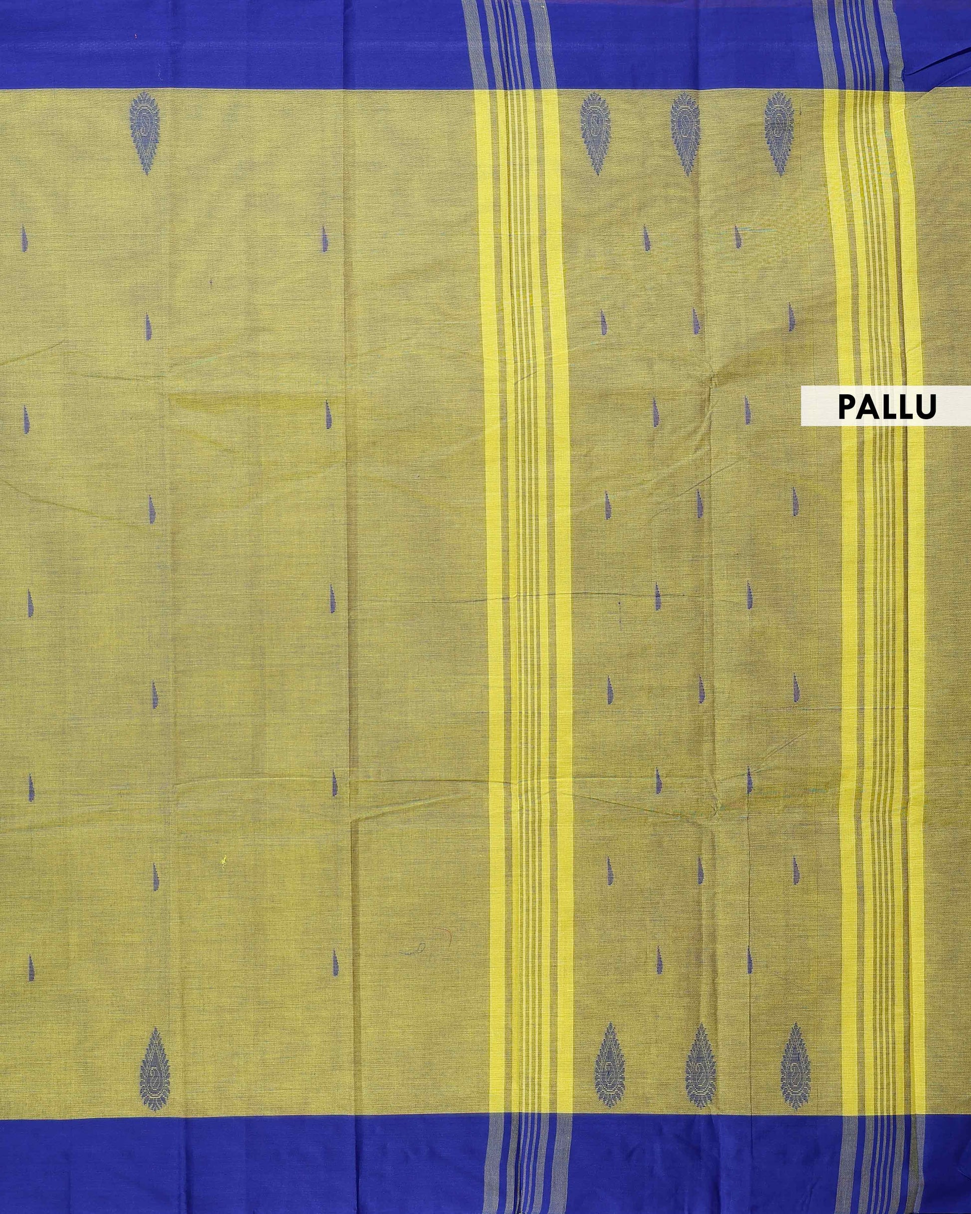 Traditional Chettinad Handloom Cotton Saree with Plain Body and Contrast Solid Border - Green