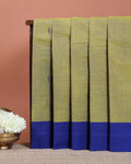 Traditional Chettinad Handloom Cotton Saree with Plain Body and Contrast Solid Border - Green