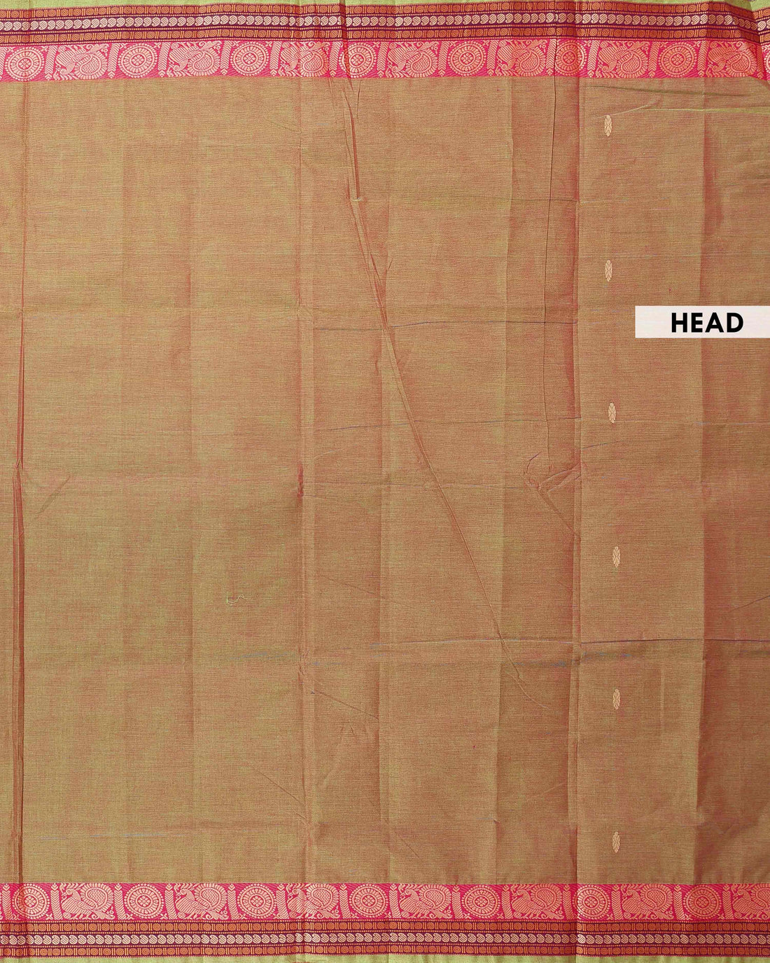 Traditional Chettinad Handloom Cotton Saree with Rich Jacquard Woven Temple and Paisley Border -Olive Green