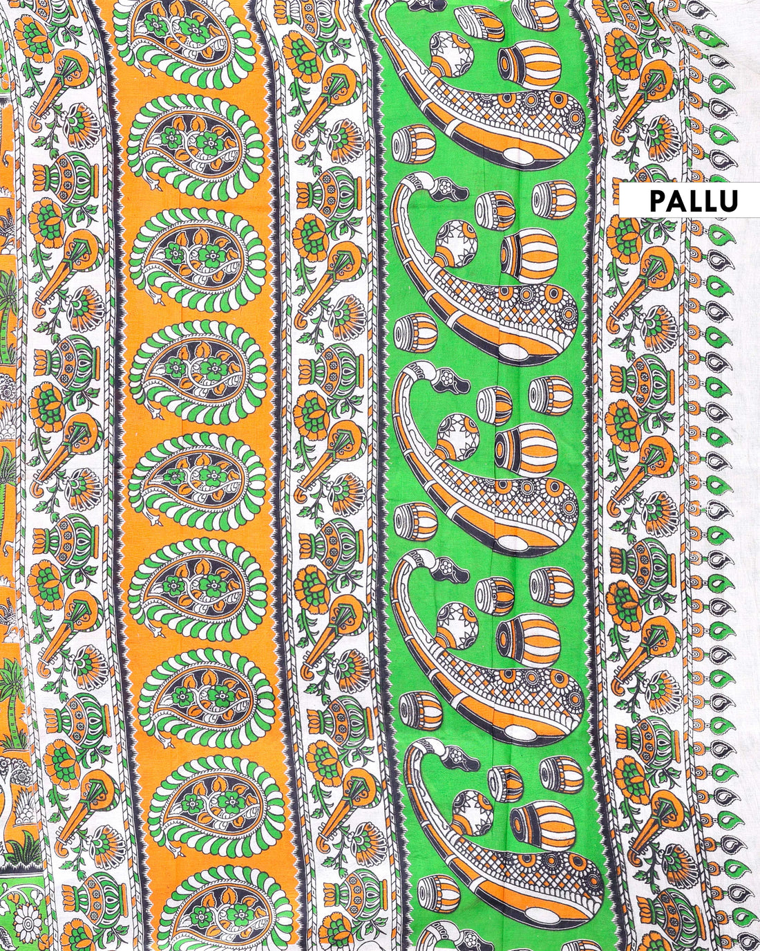 Traditional Hand-Painted Kalamkari Cotton Saree with Nature & Wildlife Motifs - Yellow