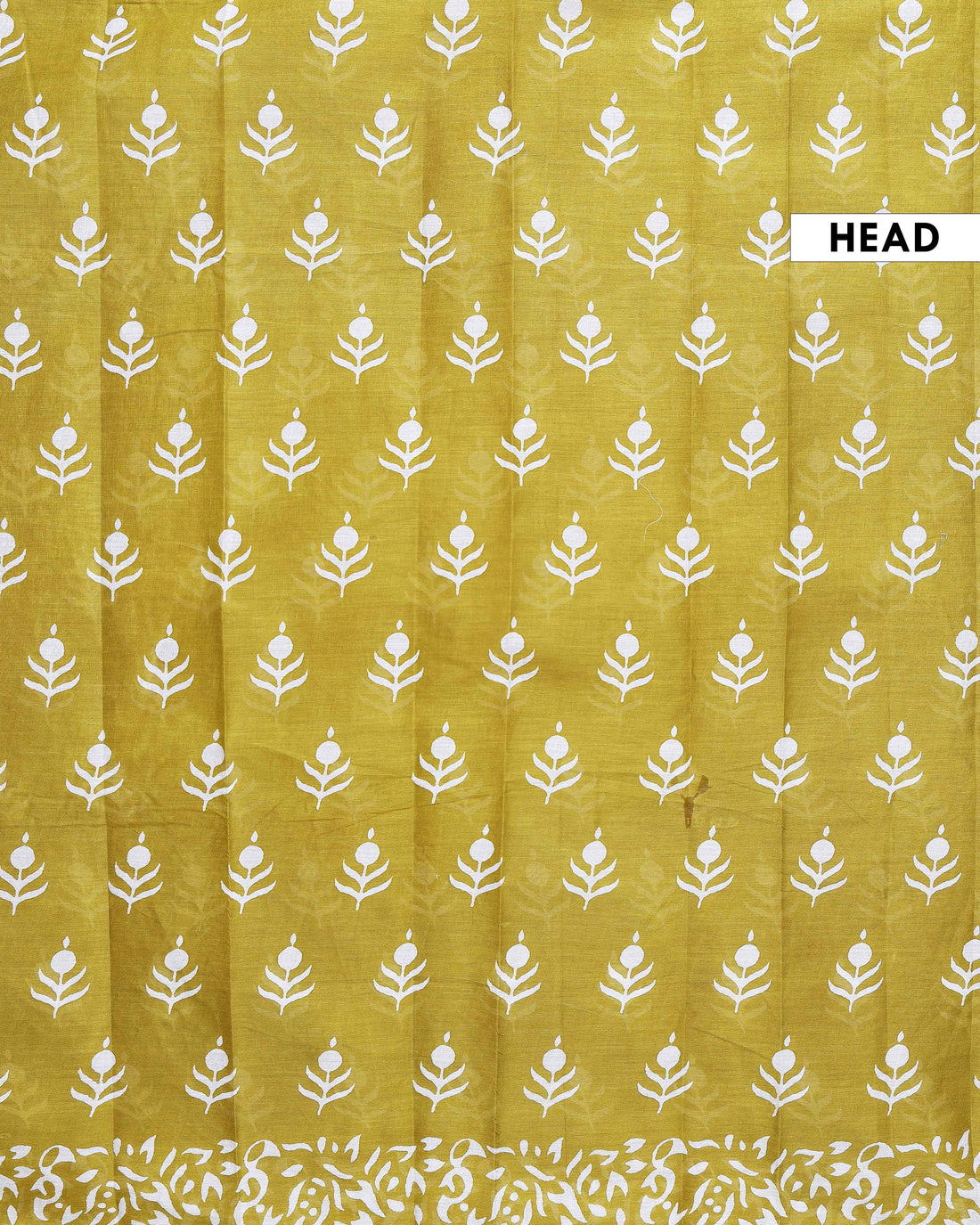 Traditional Hand Block Printed Mulmul Cotton Saree with Floral Motif - Green