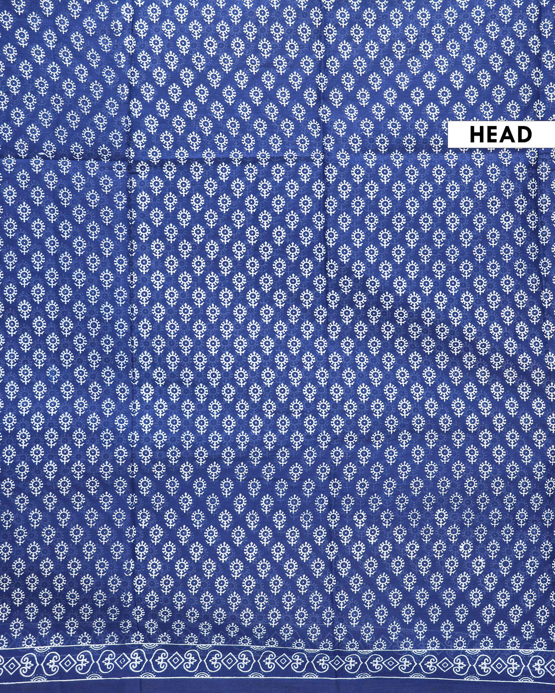 Traditional Hand Block Printed Mulmul Cotton Saree with Traditional Motifs - Blue