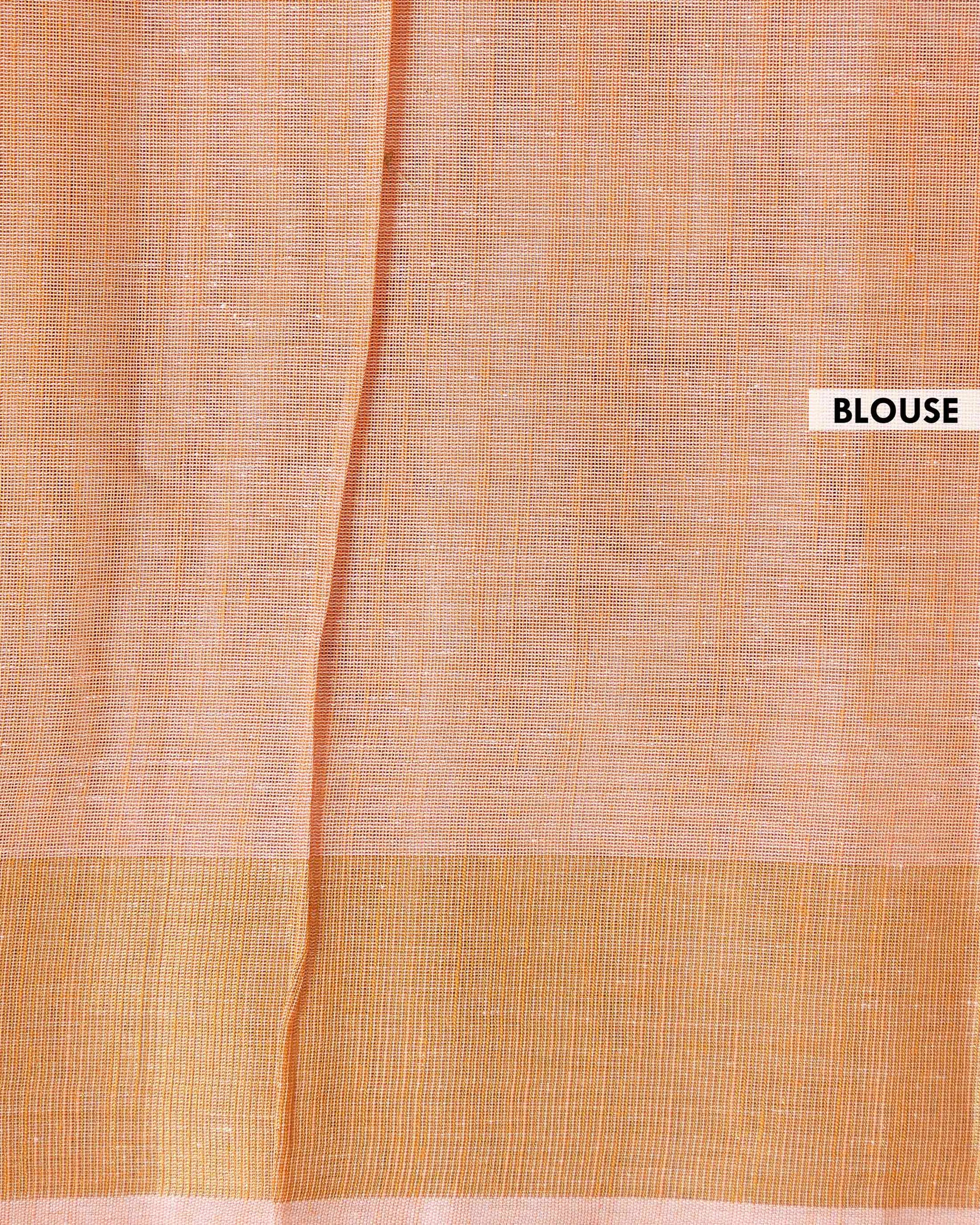 Traditional Handloom Kovai Cotton Saree with Vertical Stripes - Orange