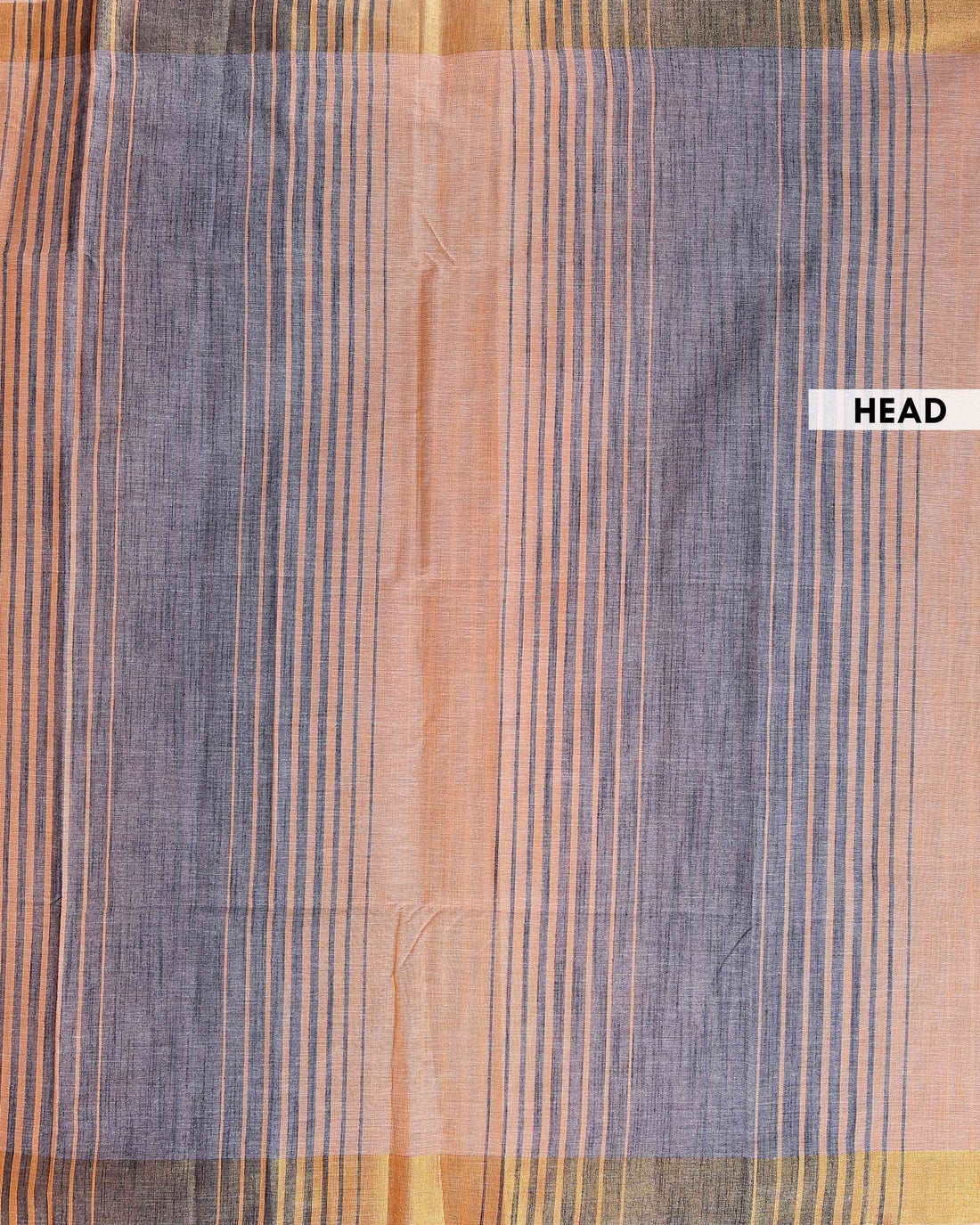 Traditional Handloom Kovai Cotton Saree with Vertical Stripes - Orange
