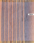 Traditional Handloom Kovai Cotton Saree with Vertical Stripes - Orange