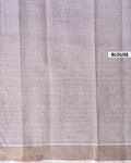 Traditional Handloom Kovai Cotton Saree with Woven Stripes and Zari Border - Grey