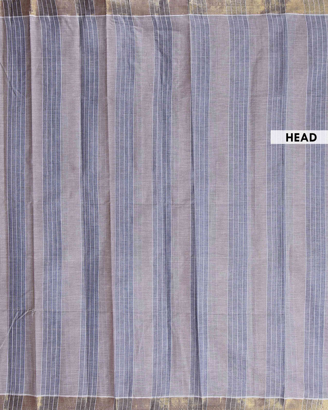 Traditional Handloom Kovai Cotton Saree with Woven Stripes and Zari Border - Grey