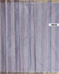 Traditional Handloom Kovai Cotton Saree with Woven Stripes and Zari Border - Grey