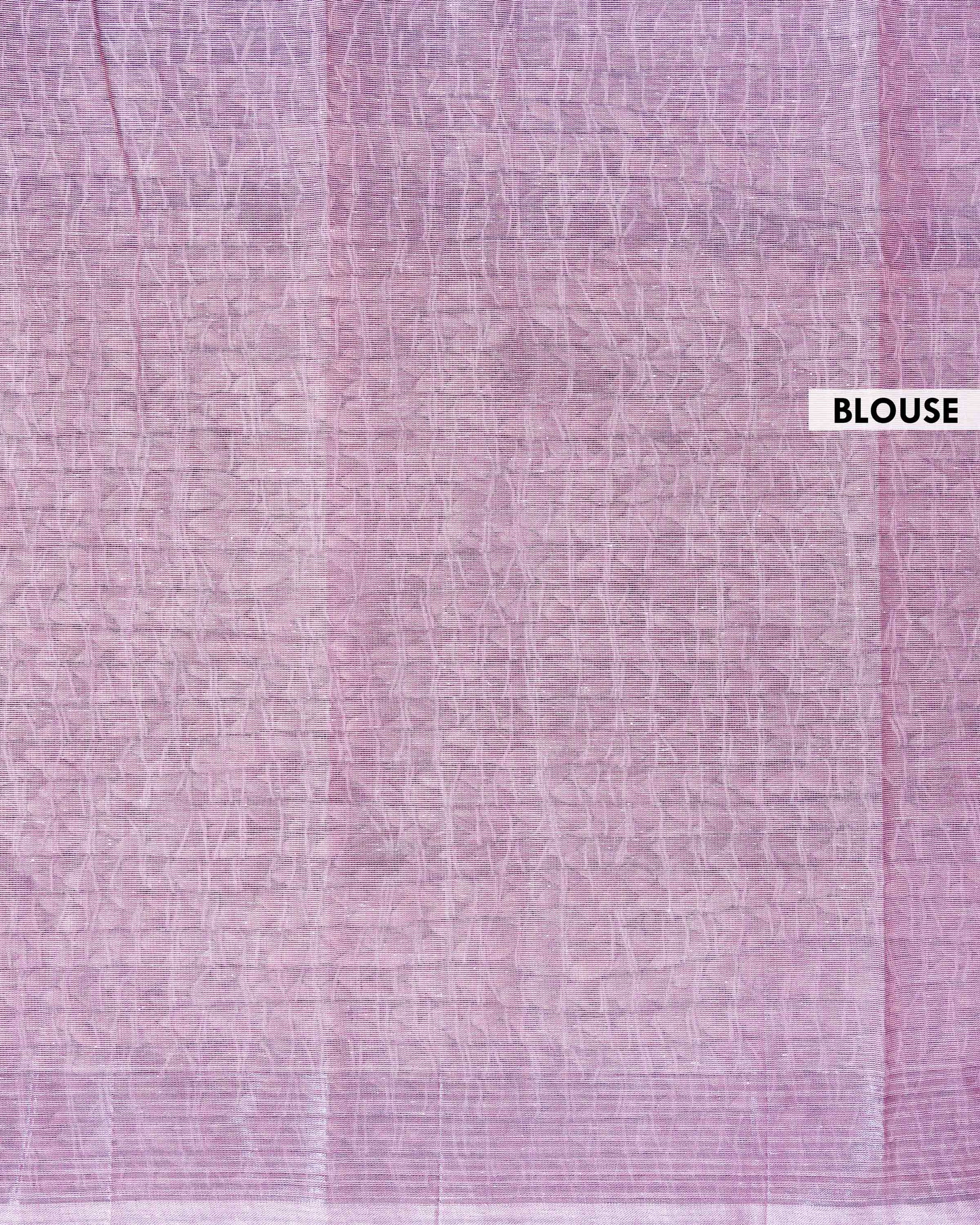Traditional Handloom Kovai Cotton Saree with Woven Stripes and Zari Border - Purple