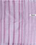 Traditional Handloom Kovai Cotton Saree with Woven Stripes and Zari Border - Purple