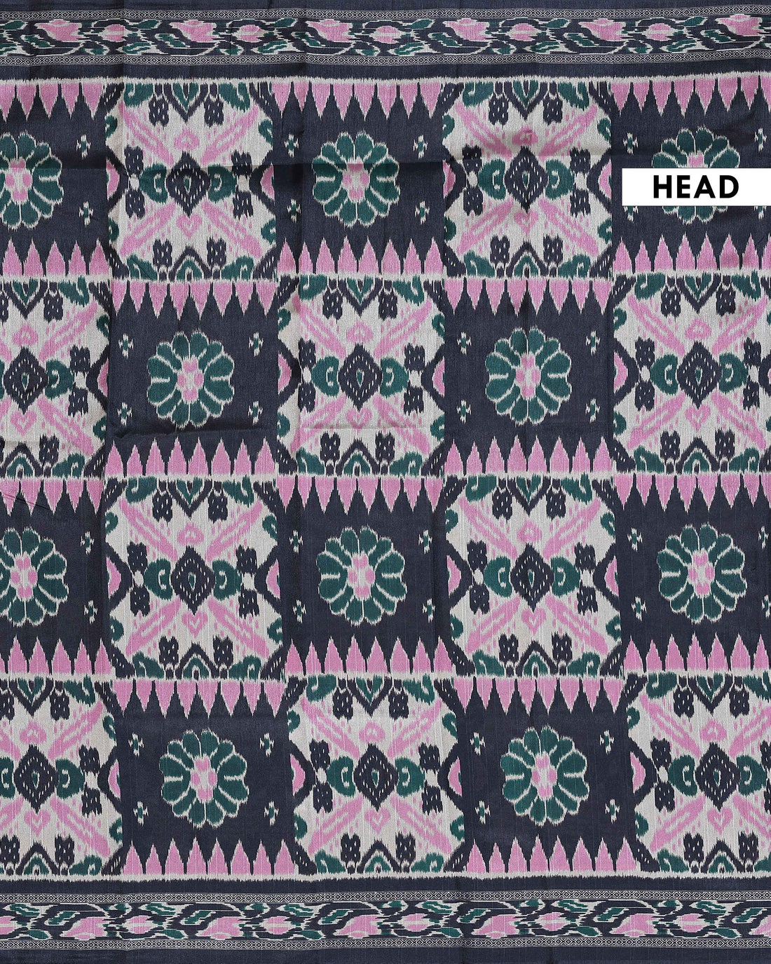 Traditional Handloom Pochampally Ikkat Saree with Geometric and Floral Motifs - Multi