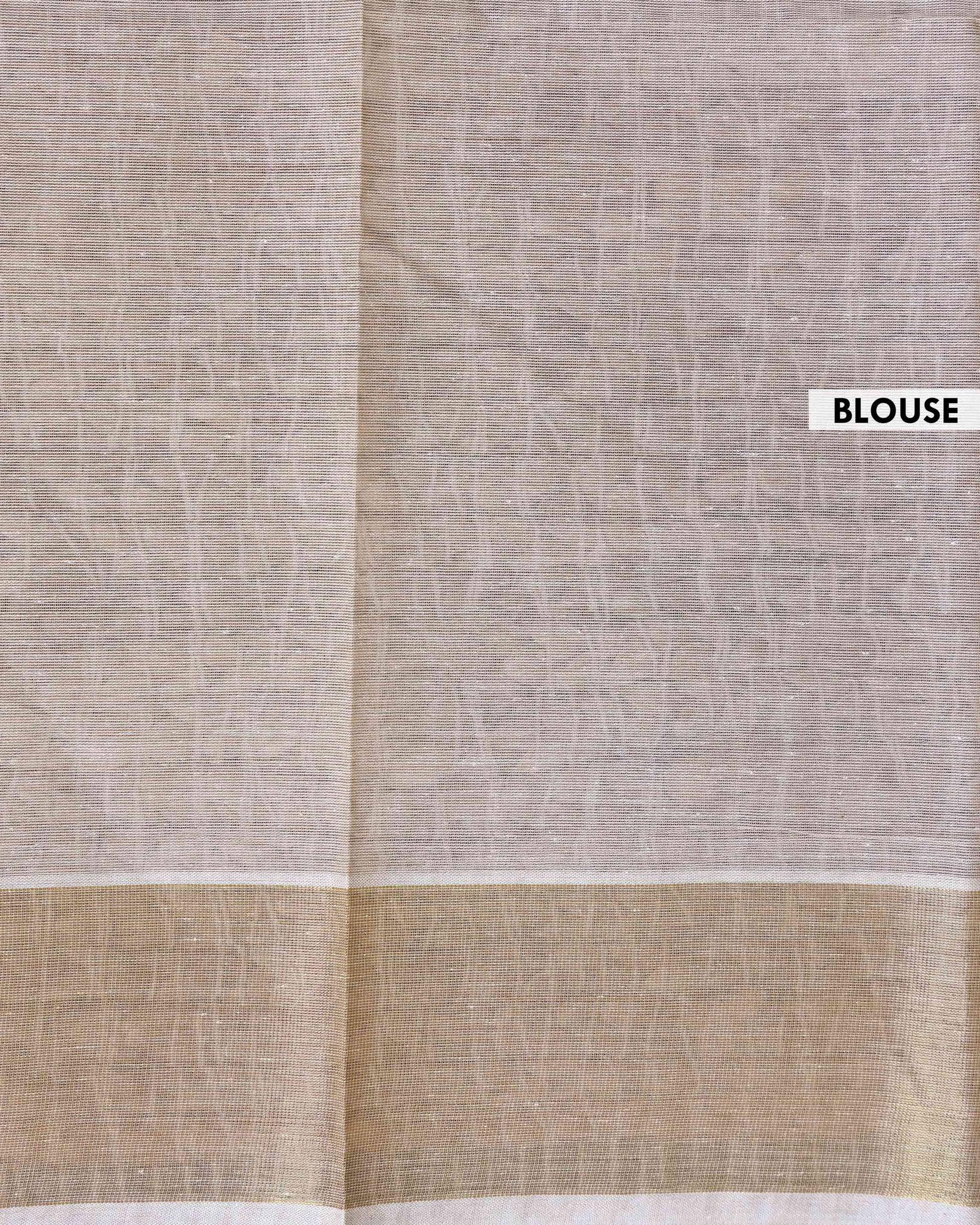 Traditional Handwoven Kovai Cotton Saree with Striped Pattern and Gold Zari Border - Green
