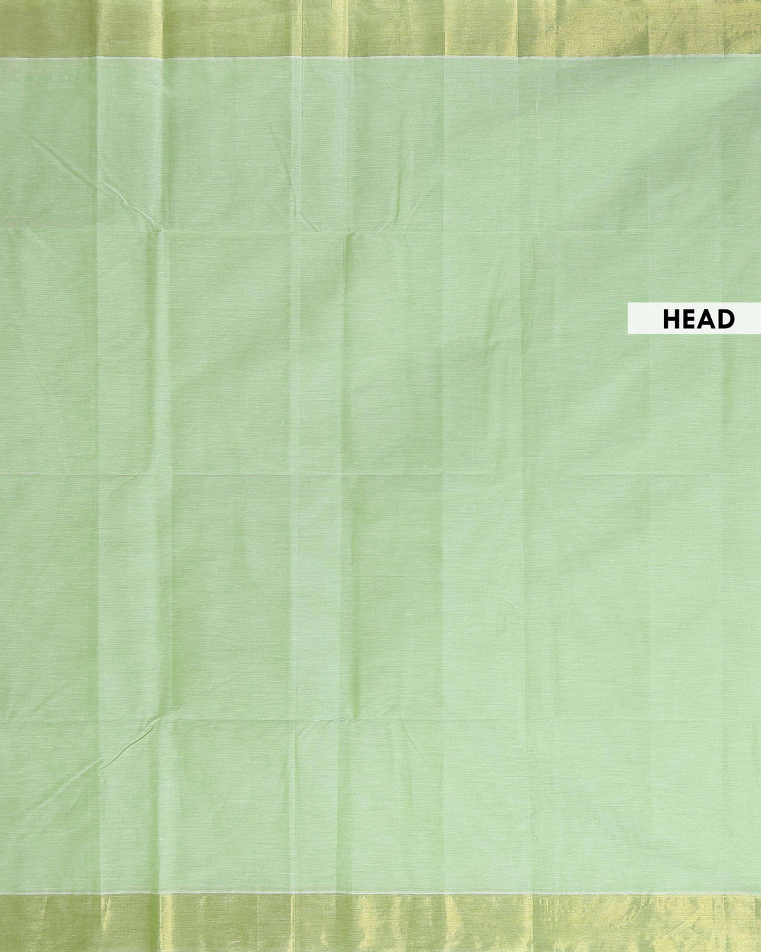 Traditional Handwoven Kovai Cotton Saree with Striped Pattern and Gold Zari Border - Green