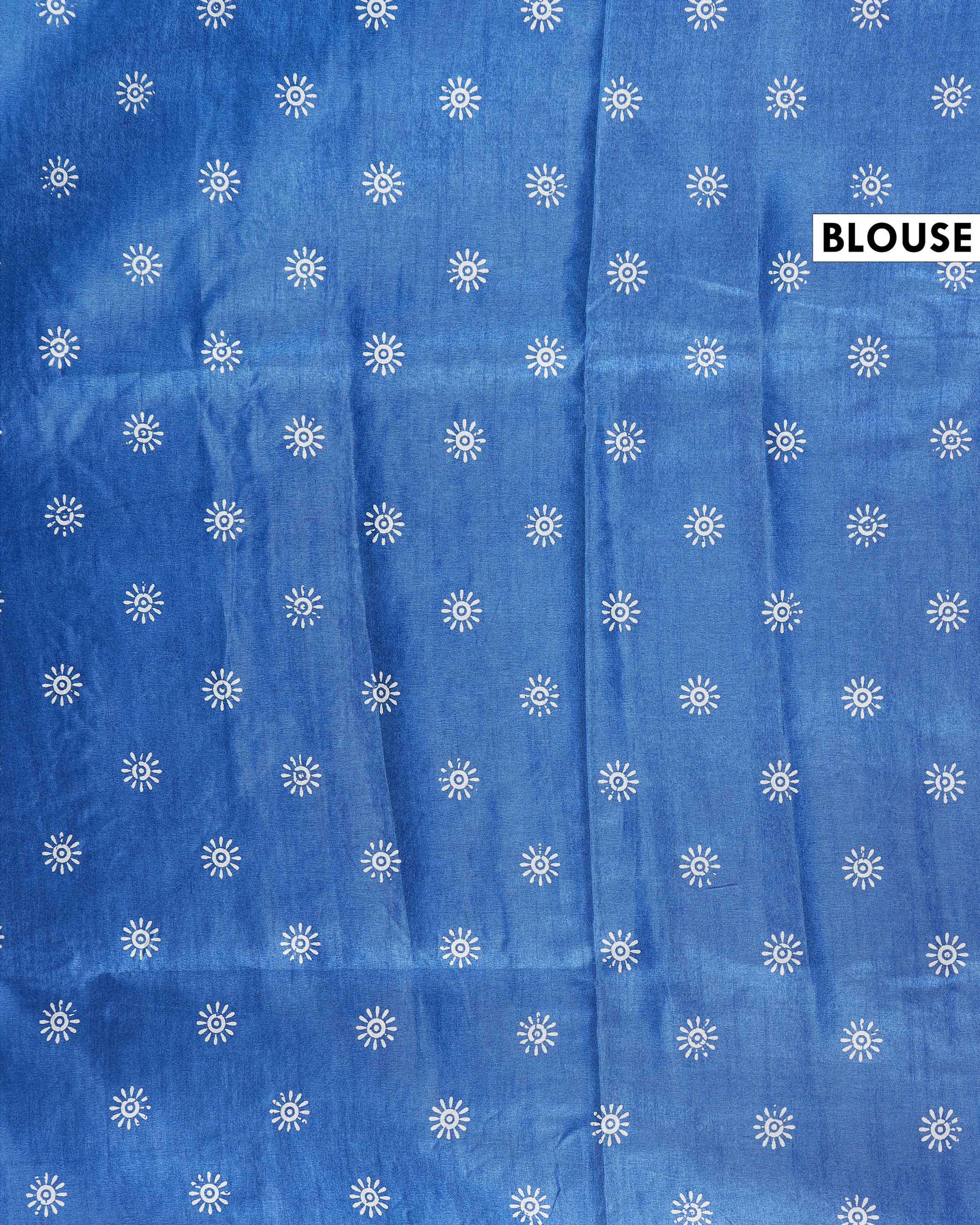Traditional Kantha Work Saree with Exquisite Hand Embroidery and Ornate Floral Pattern Border - Blue