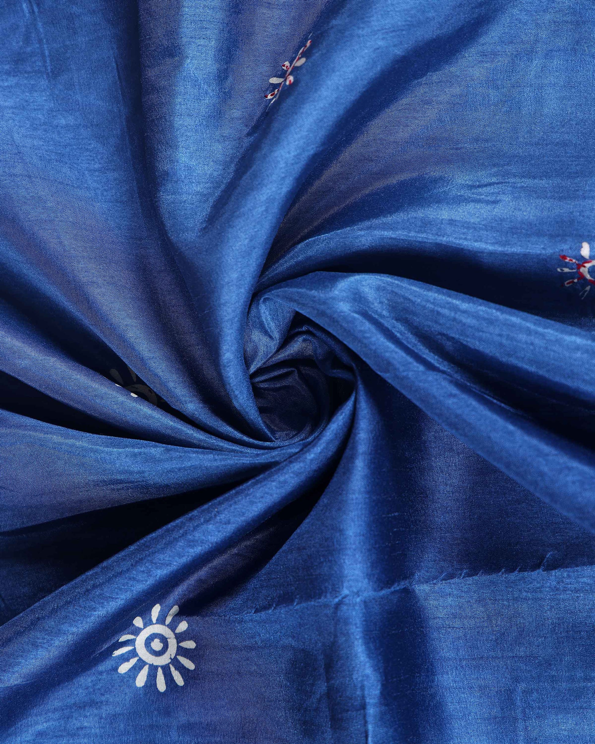 Traditional Kantha Work Saree with Exquisite Hand Embroidery and Ornate Floral Pattern Border - Blue