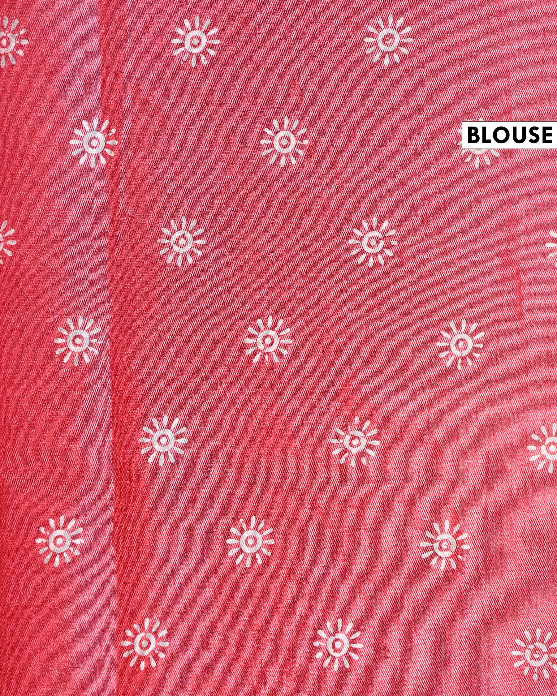 Traditional Kantha Work Saree with Exquisite Hand Embroidery and Ornate Floral Pattern Border - Light Red