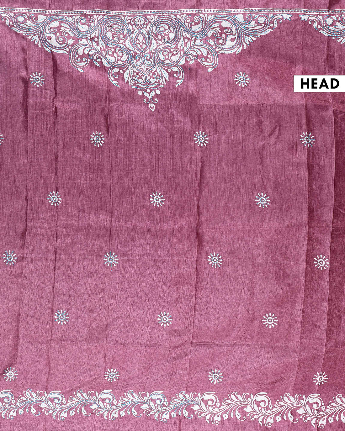 Traditional Kantha Work Saree with Exquisite Hand Embroidery and Ornate Floral Pattern Border - Purple