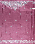 Traditional Kantha Work Saree with Exquisite Hand Embroidery and Ornate Floral Pattern Border - Purple