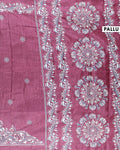 Traditional Kantha Work Saree with Exquisite Hand Embroidery and Ornate Floral Pattern Border - Purple